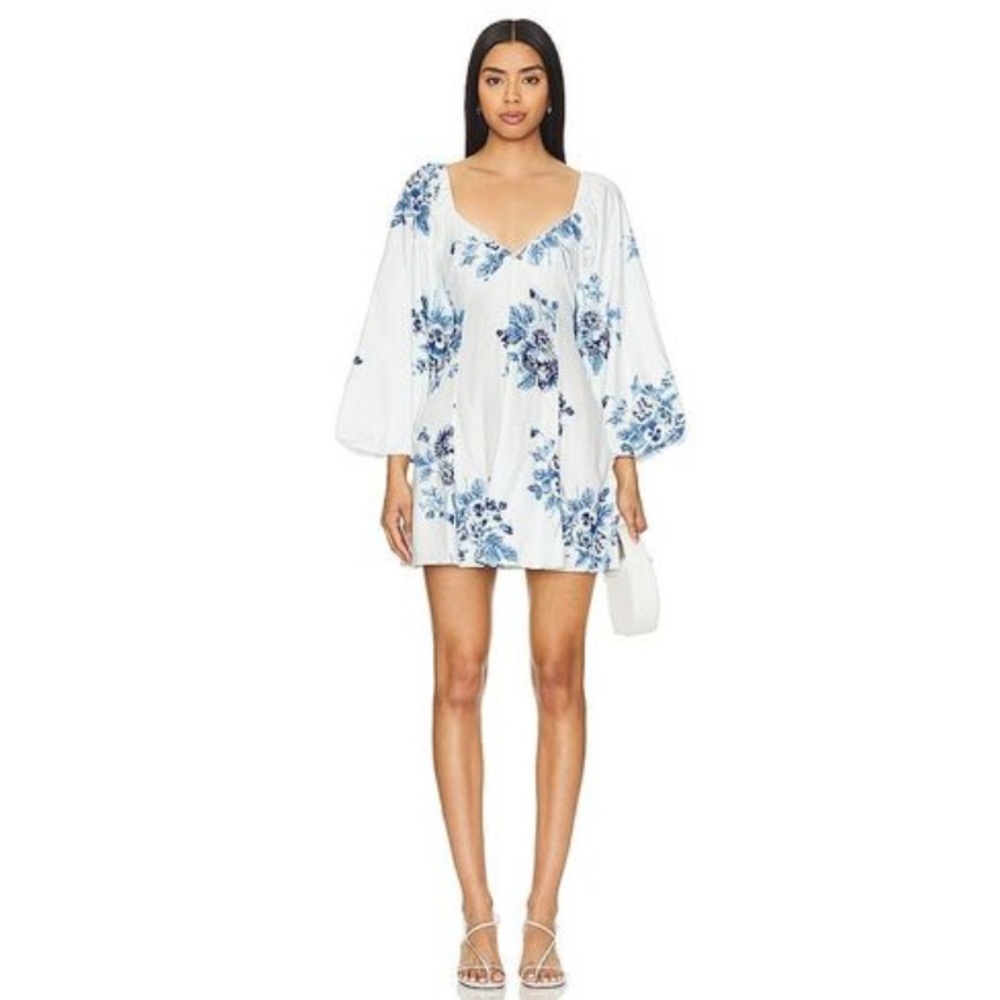 NWT Free People Francesca Mini Dress in Tonal Blue